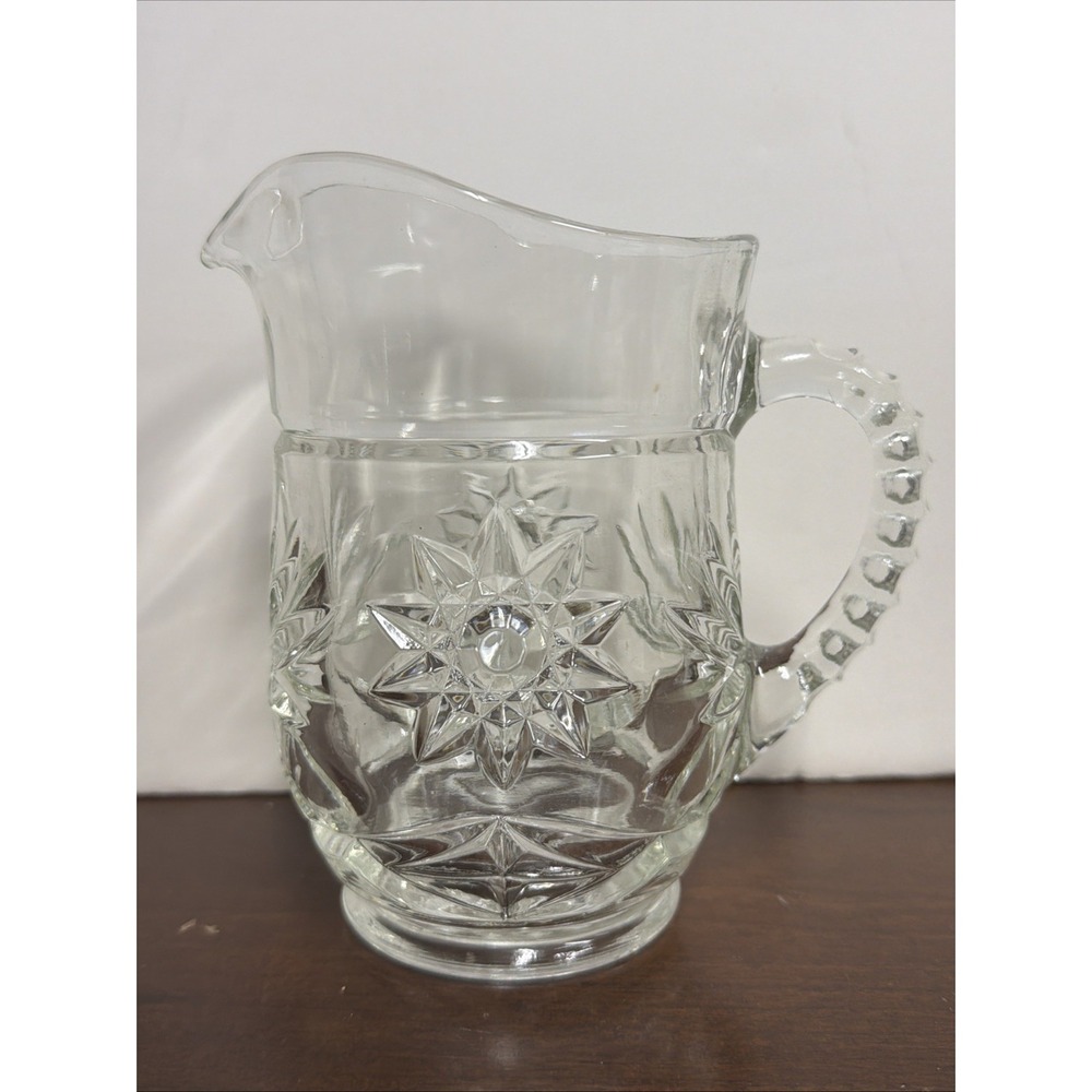 Vintage Anchor Hocking Prescut Glass Small Pitcher – Star of David